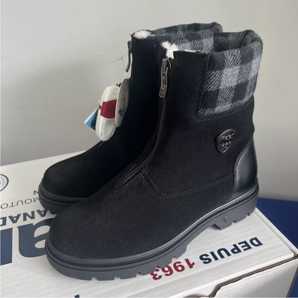 Pajar Heritage Patch Boot Black Leather Waterproof Ice Grip Sheepskin $450 5B 6B - Picture 14 of 14